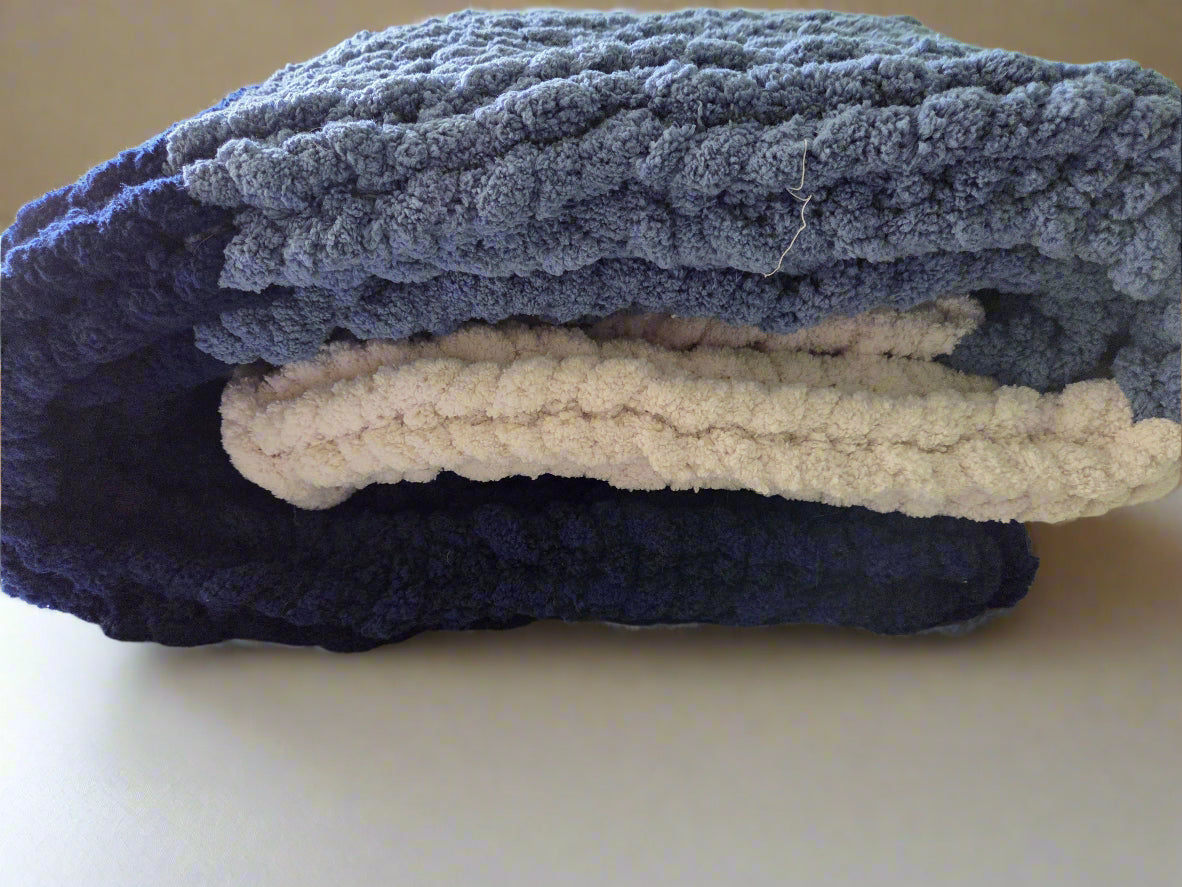 Chunky Knit Blanket - Standard Tricolor
