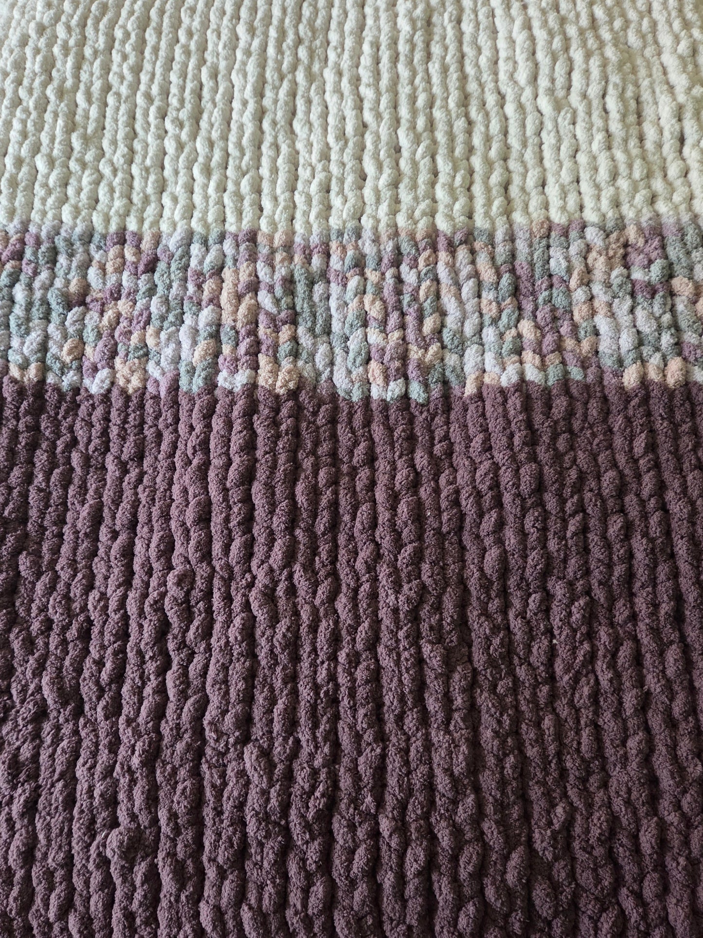 Chunky Knit Blanket - Standard Tricolor