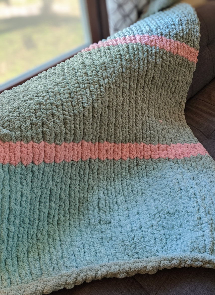 Chunky Knit Blanket - Standard Striped